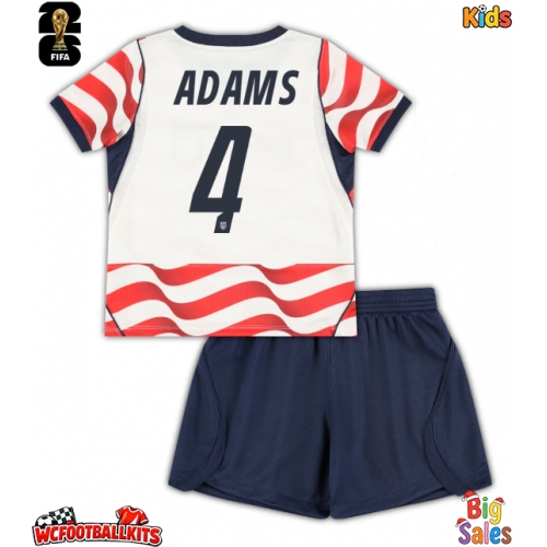 United States Tyler Adams #4 Replica Home Stadium Kit for Kids World Cup 2026 Short Sleeve (+ pants)